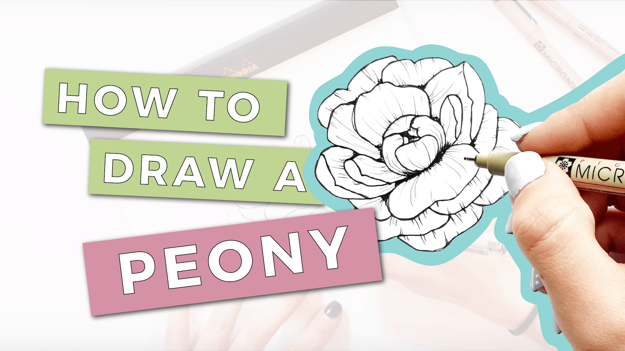 how to draw a peony flower